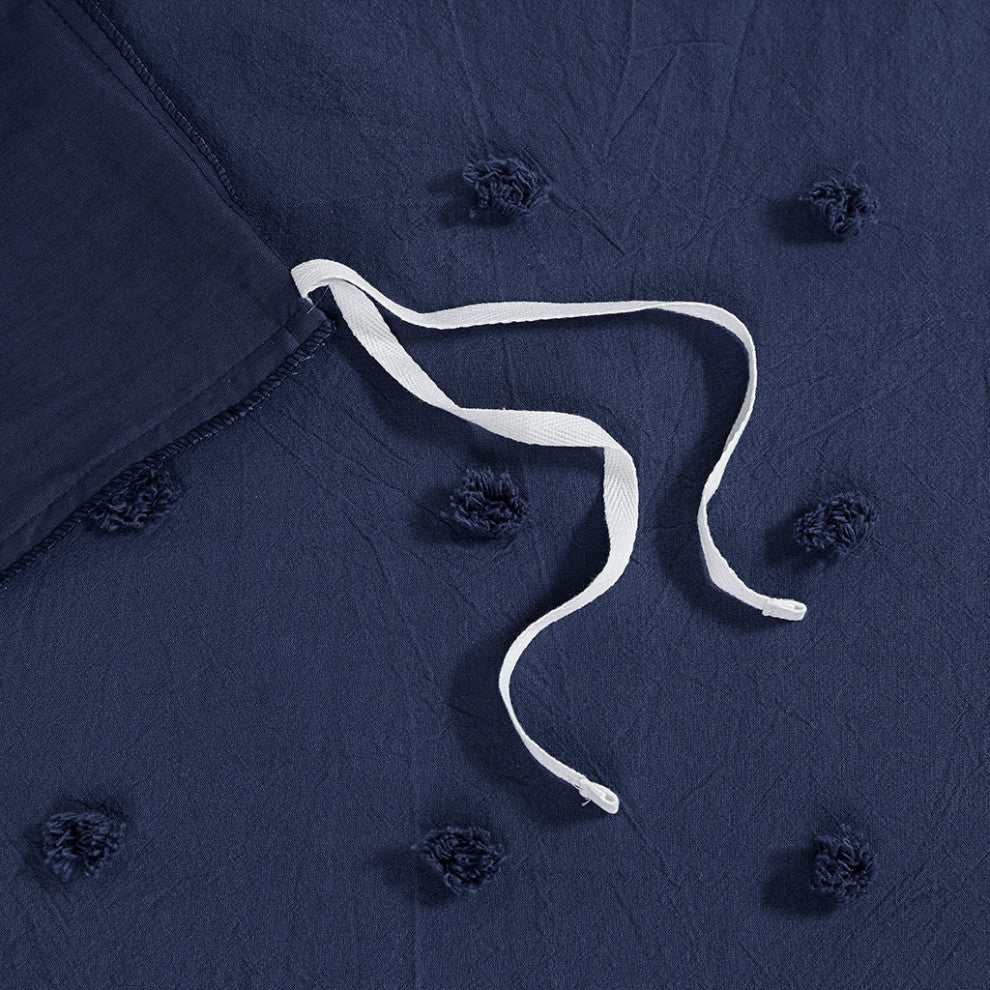 Urban Habitat Brooklyn Pom-Pom 7-Piece Duvet Cover Set, Indigo Blue