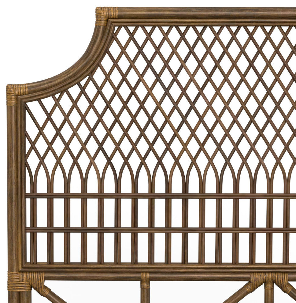Nias Classic Rattan Headboard, Antique Brown, California King Size