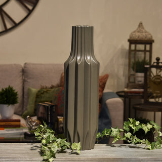 Angelica Ceramic Vase, Matte Taupe, Large
