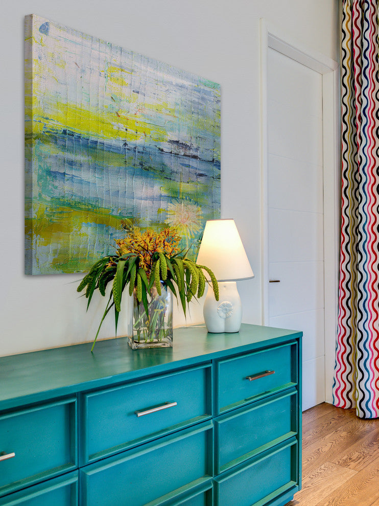 "Water Blooms" Painting Print on Wrapped Canvas, 48"x48"
