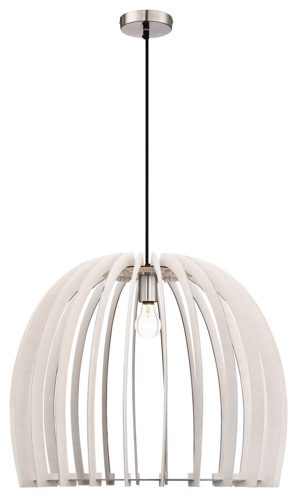 Wood Pendant, White, 24" Dome