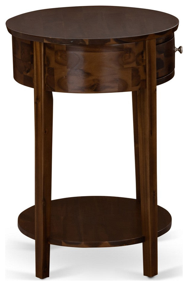 Wooden Nightstand, 1 Wooden Drawer, Stable, Sturdy Constructed Antique Walnut