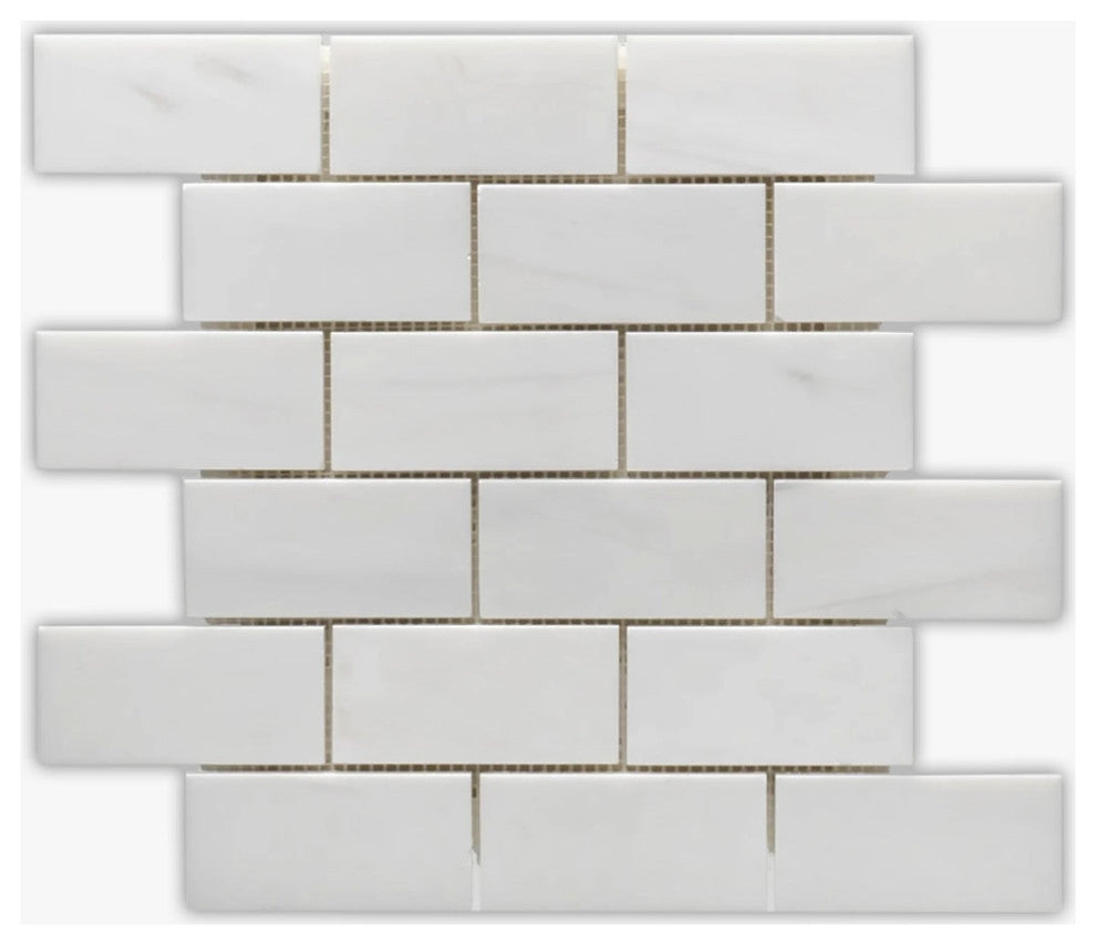 Bianco Dolomiti Polished 2x4 Marble Mosaic