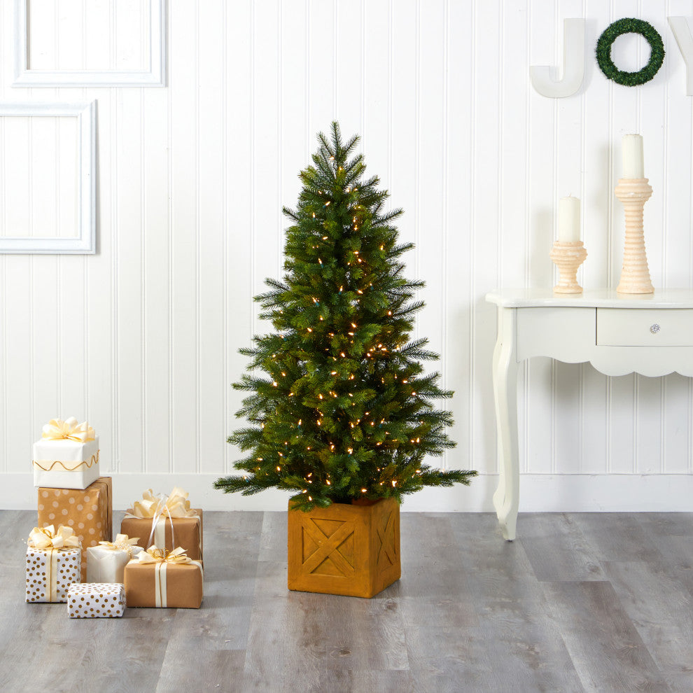 5' Manchester Fir Faux Xmas Tree W/Multifunction Lights & Bendable Branches