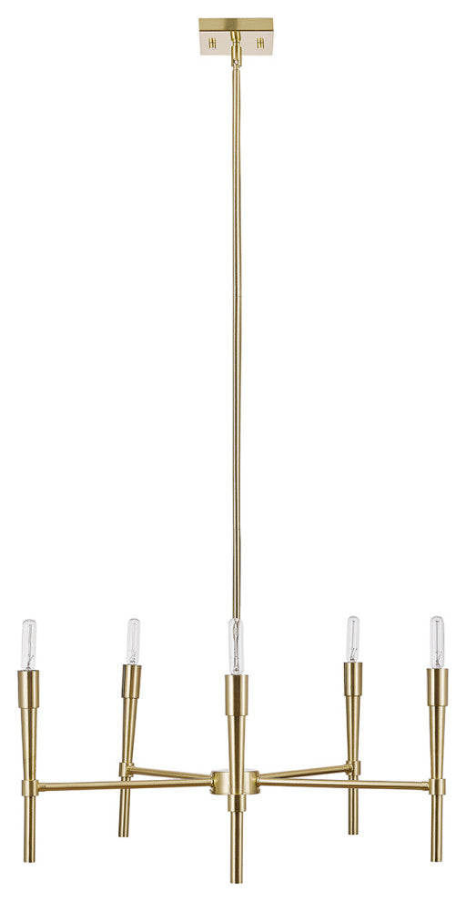 5-Light  Brass Chandelier, Bulbs Included