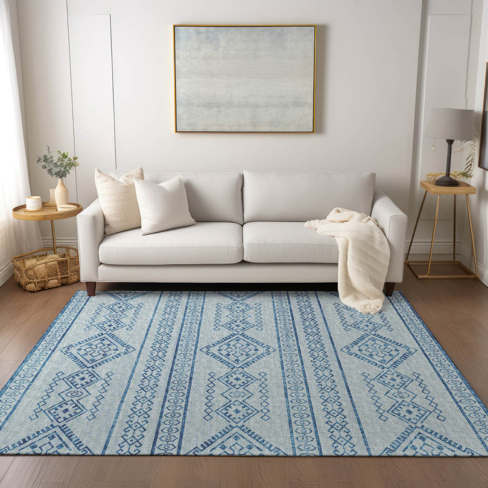 Indoor/Outdoor Sedona SN14 Sky Machine Washable 5' x 7'6" Rug