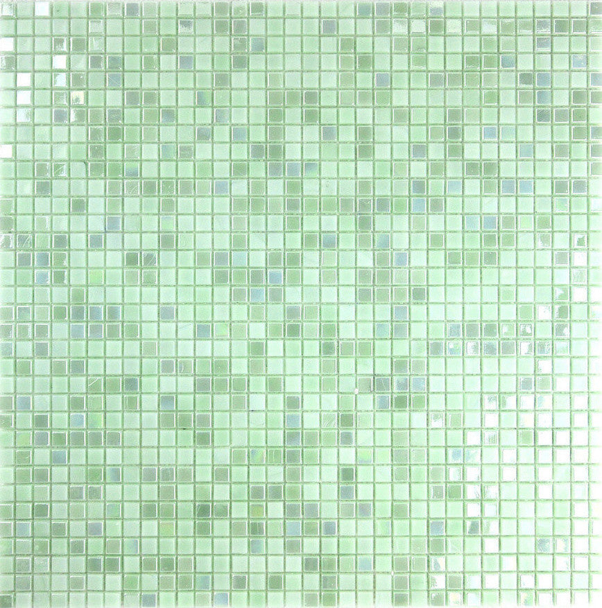 Galaxy 12"x12" Glass Square Mosaic Tile, Iridescent Green, Set of 20