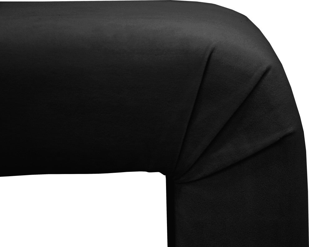 Minimalist Velvet Upholstered Bench, Black