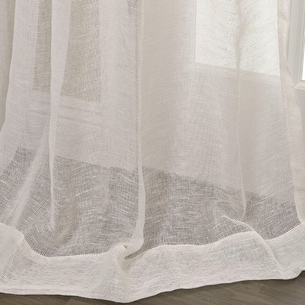 Betsy Rod Pocket Linen Drape, Off-White, 50"x96"