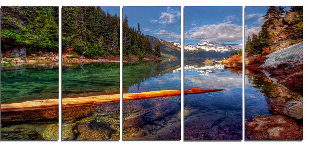 Floating Lake in Mountain Lake, Large Landscape Canvas Print, 60"x28", 5 Panels