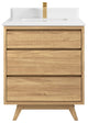 Madison Teak 30 Single Sink Bath Vanity in Light Natural 1.5" White Quartz