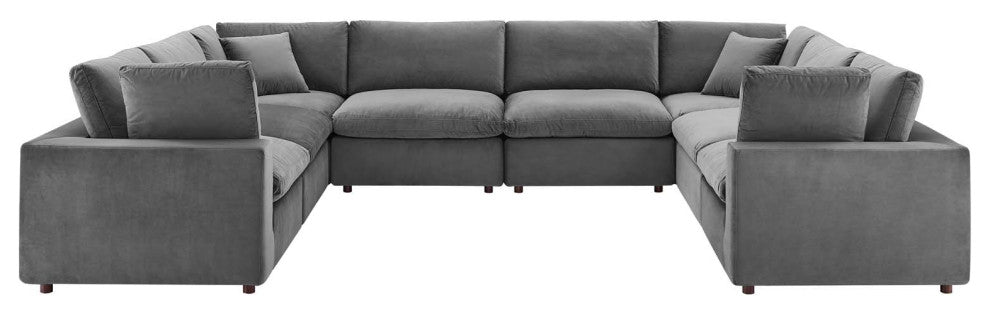 Sectional Sofa Set, Velvet, Gray, Modern, Living Lounge Hotel Hospitality