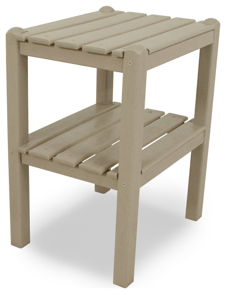 Polywood Two Shelf Side Table, Sand
