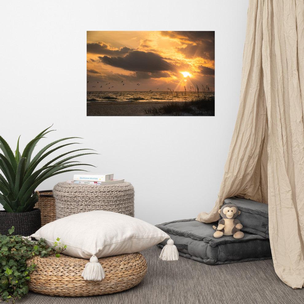 Seaside Themed Wall Art: Anna Maria Island Cloudy Beach Sunset 1 Print, 24" X 36"