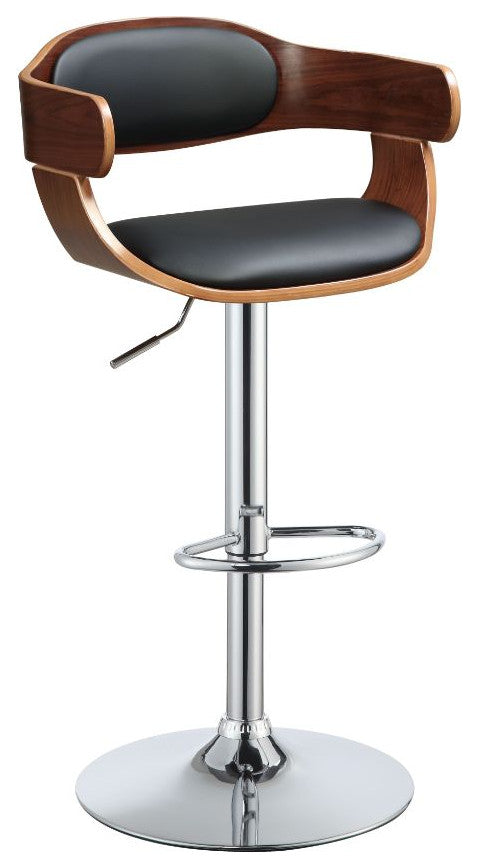 Acme Camila 3PC Swivel Adjustable 25-33 Stool Black PU and Walnut 96748