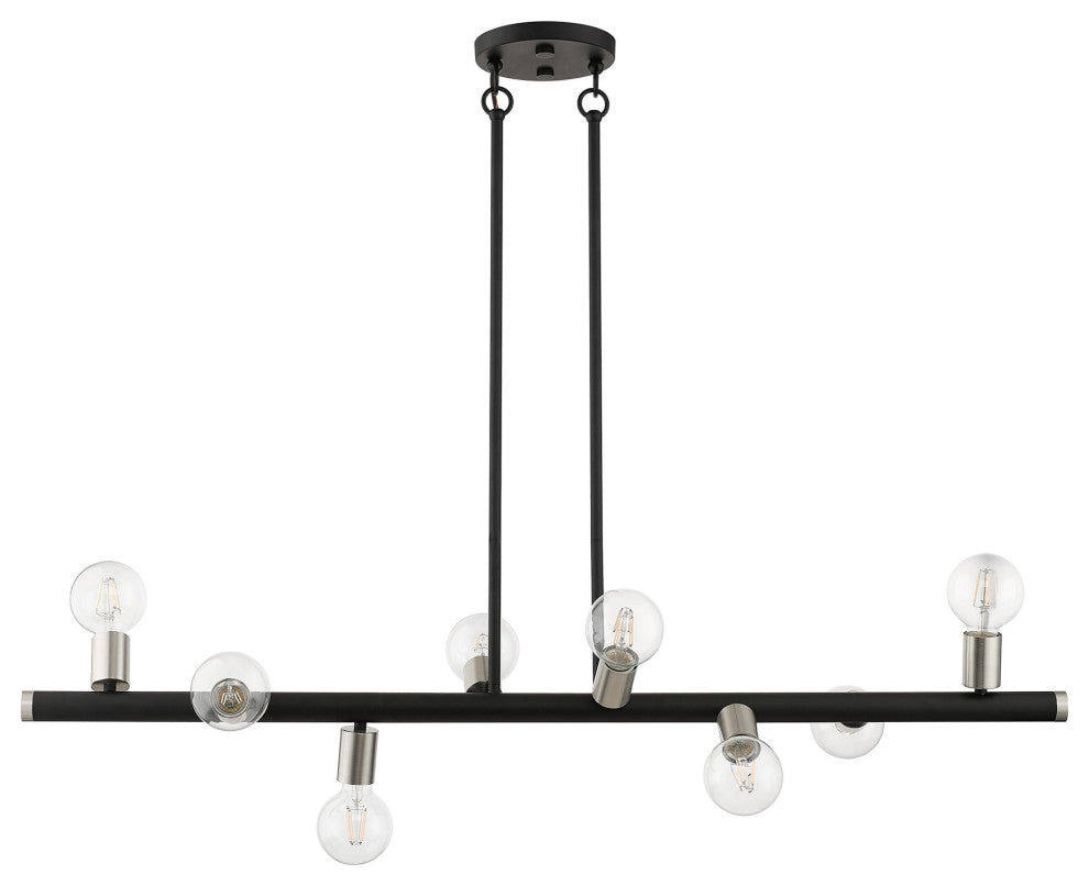 Livex Lighting Bannister 8-Light Large Chandelier, Black/Brushed Nickel
