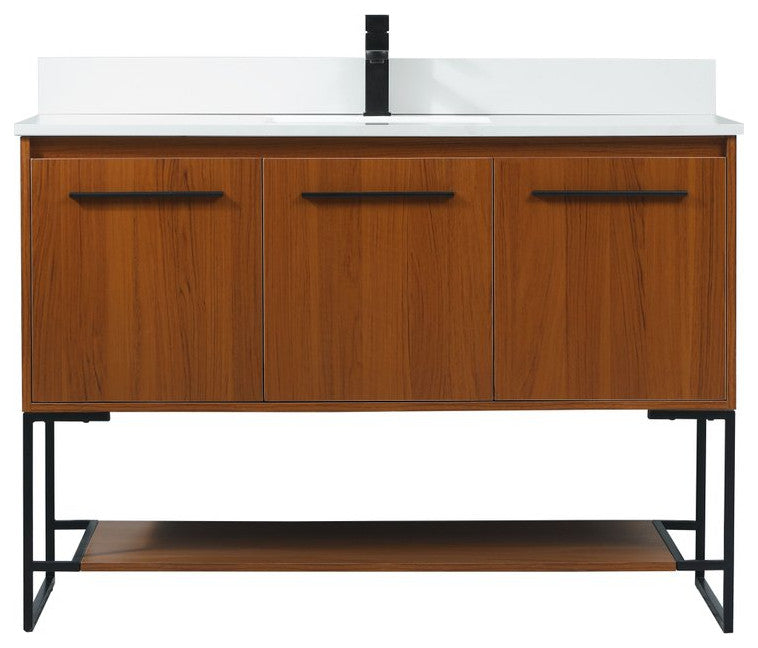 Sue 48" Single Bathroom Vanity, Teak, With Backsplash