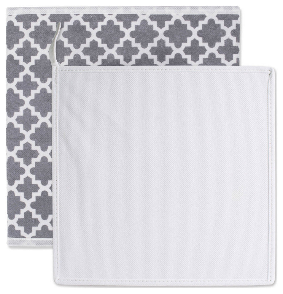 Nonwoven Polyester Cube Lattice Gray Square 13"x13"x13", Set Of 2