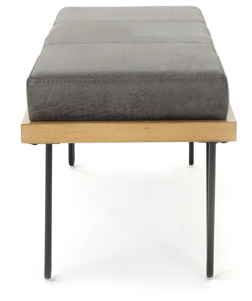 GDF Studio Elaina Industrial Modern Microfiber Bench, Slate