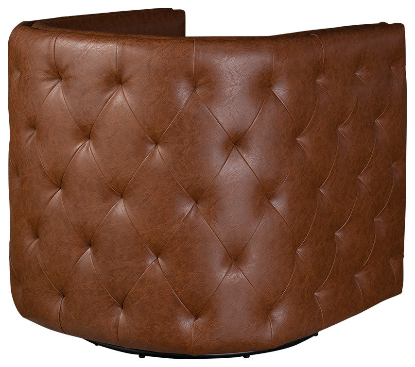 Madison Park Capstone Tufted Barrel Swivel Chair, Brown