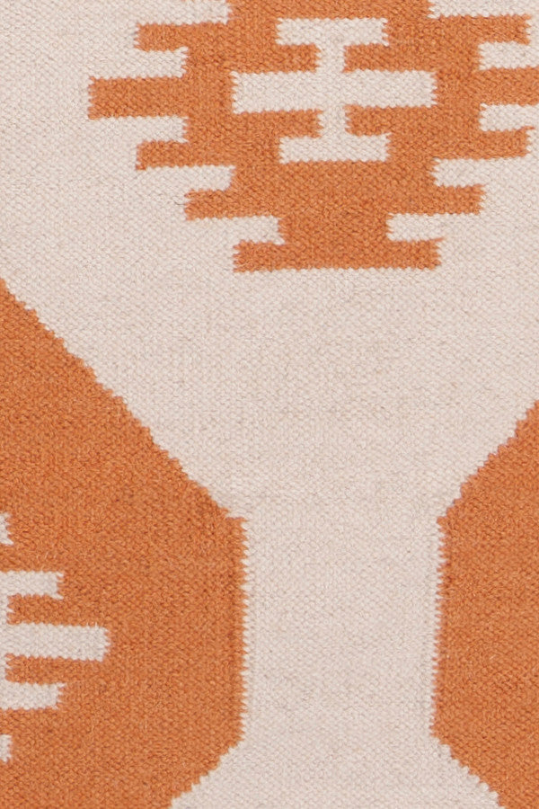 Lima Contemporary Area Rug, White and Orange, 5'x7'
