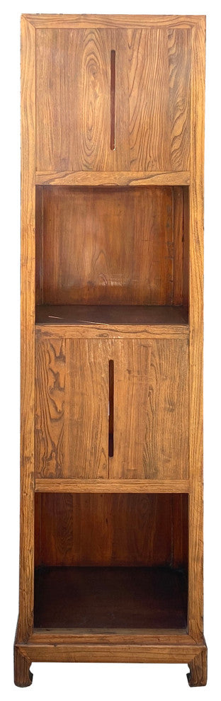 Raw Wood Slim Narrow Tall Open Display Storage Corner Cabinet Hcs7158