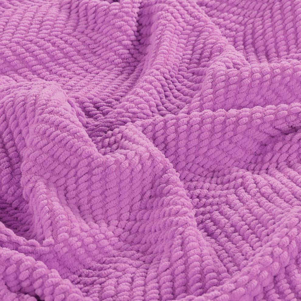 Tweed Knitted Throw Blanket, Violet, 50"x60"