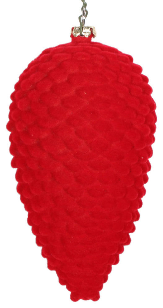 Vickerman Mt195603D 5" Red Flocked Pinecone Christmas Ornament, Set of 4