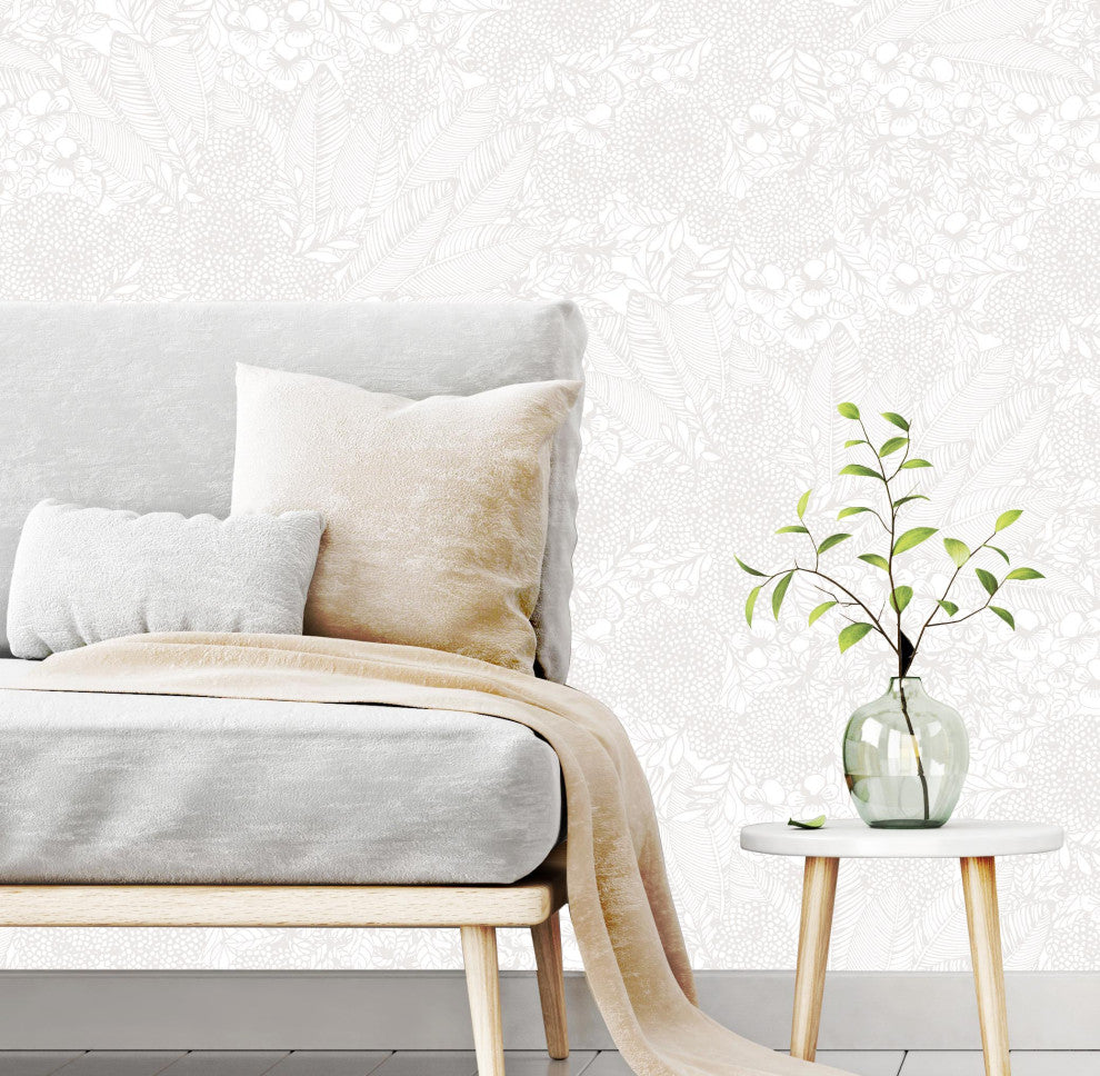 Bachman Bouquet Wallcovering, Beige, Roll, Traditional