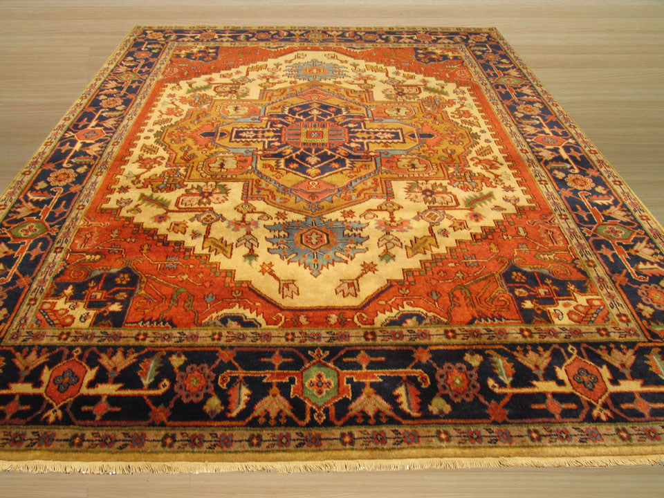 Hand-Knotted Wool Ivory Traditional Oriental Serapi Rug, 2'6 X 8'