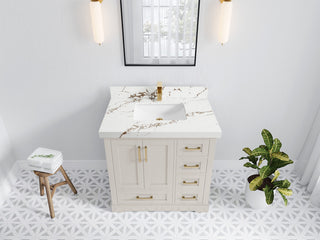 Boston 36" Center Sink Bath Vanity in Fine Grain 2" Viola Brown