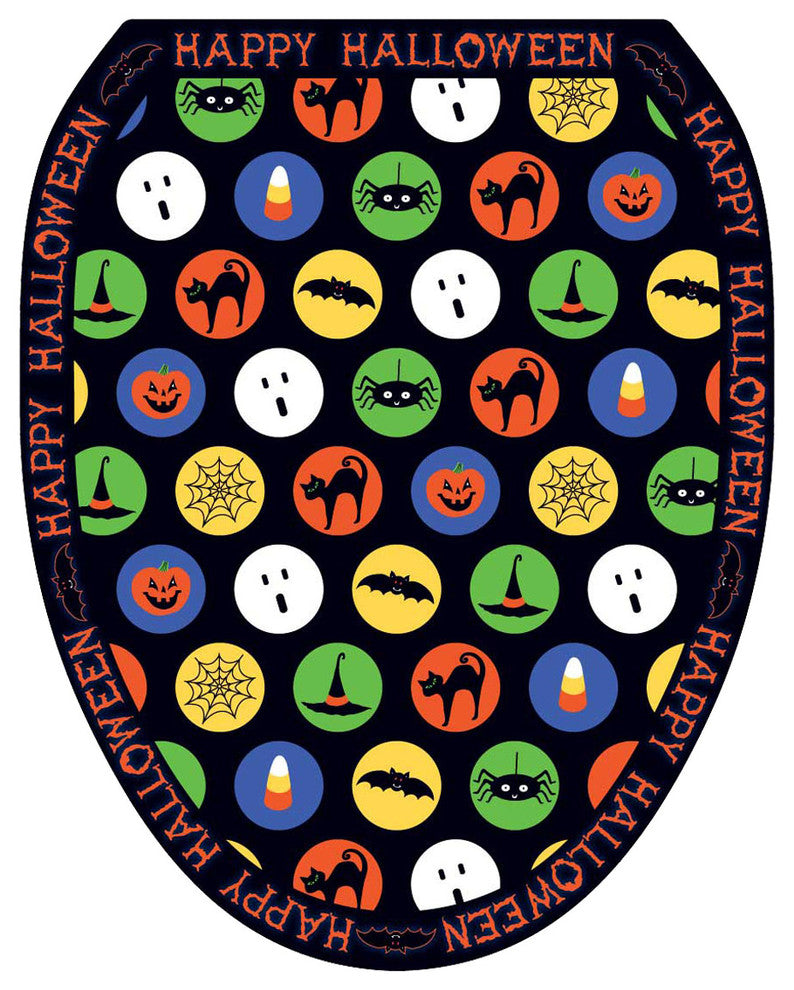 Boo-ka-dots Toilet Tattoos Seat Cover, Vinyl Lid Decal, Halloween Decor, Elongated