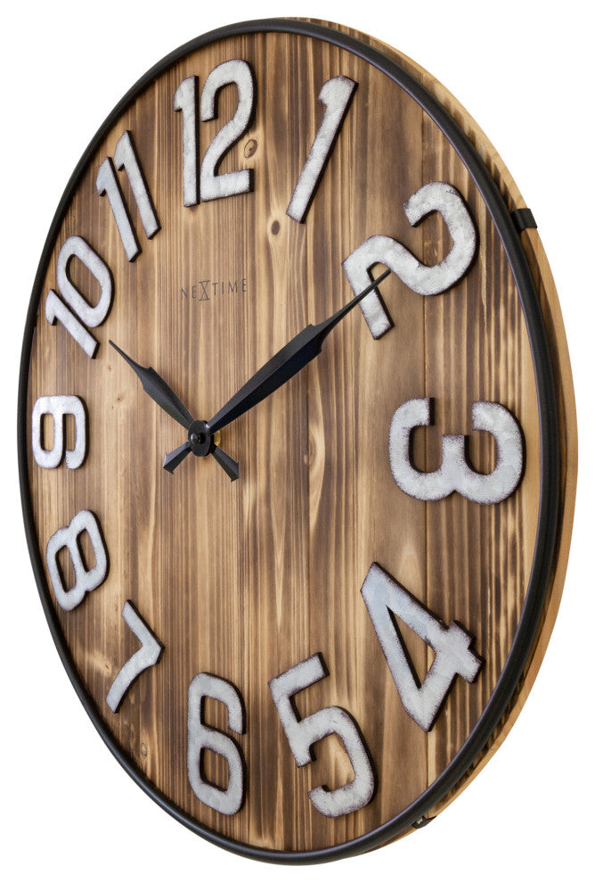 Aberdeen 20" Wooden Wall Clock With Metal Numbers