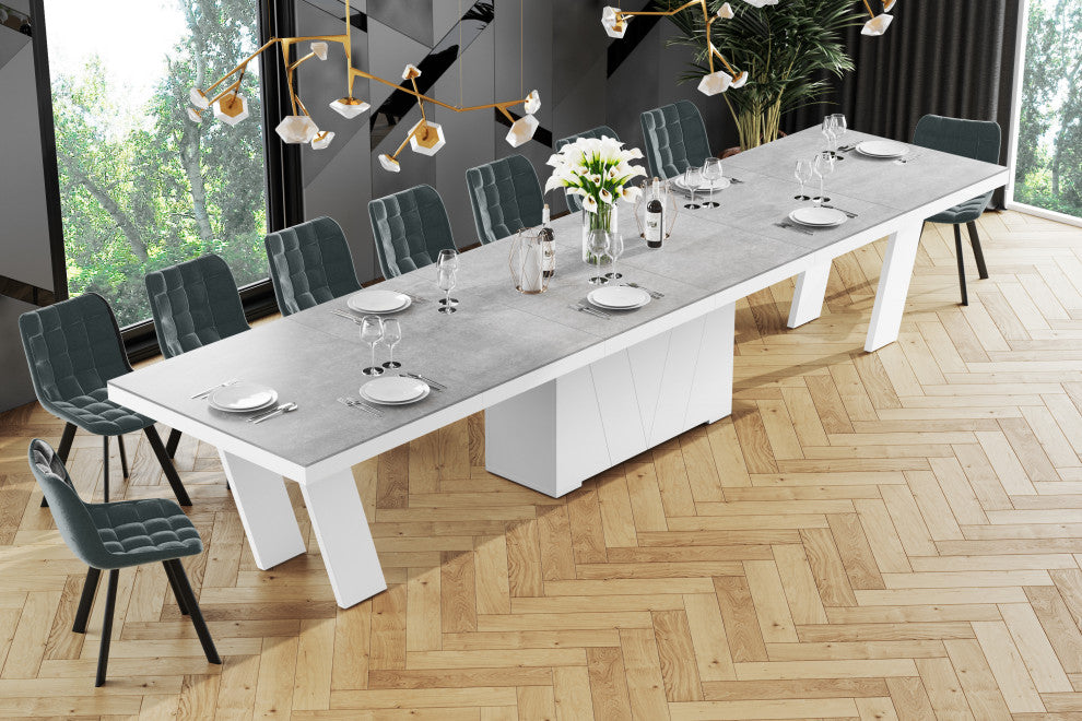 ALETA Dining Set, Grey Stone/White/Green