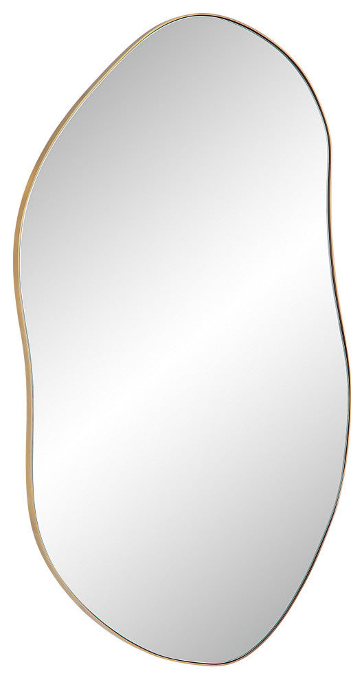 Noria 45" Tall Irregular Rectangular Oval Mirror, Burnished Brass