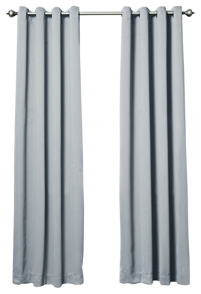 Solid Grommet Top Thermal Insulated Blackout Curtains, Gray, 84"