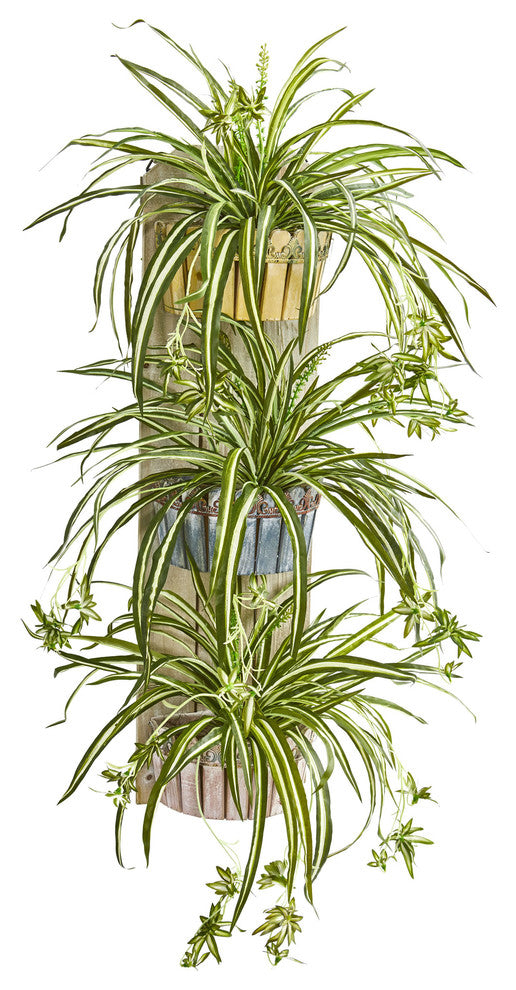 39" Spider Artificial Plant in Three-Tiered Wall Decor Planter