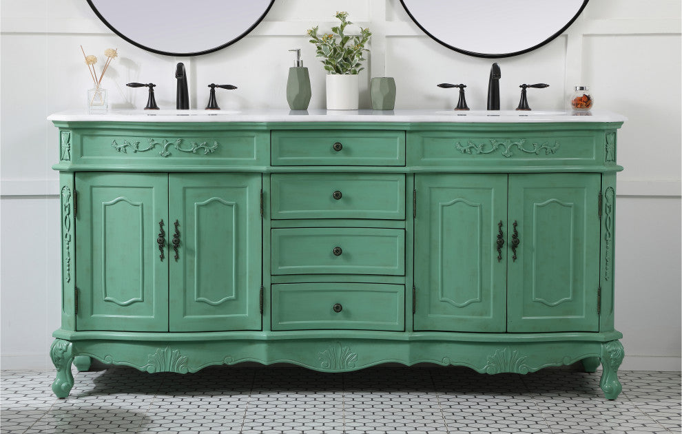 Bathroom Vanity, Vintage Mint, 72", Double Sink