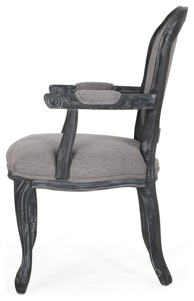 Fairgreens Traditional Upholstered Dining Chairs, Set of 2, Gray