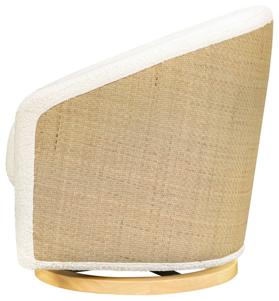 Madison Swivel Glider, Ivory Boucle & Cane With Light Wood Base