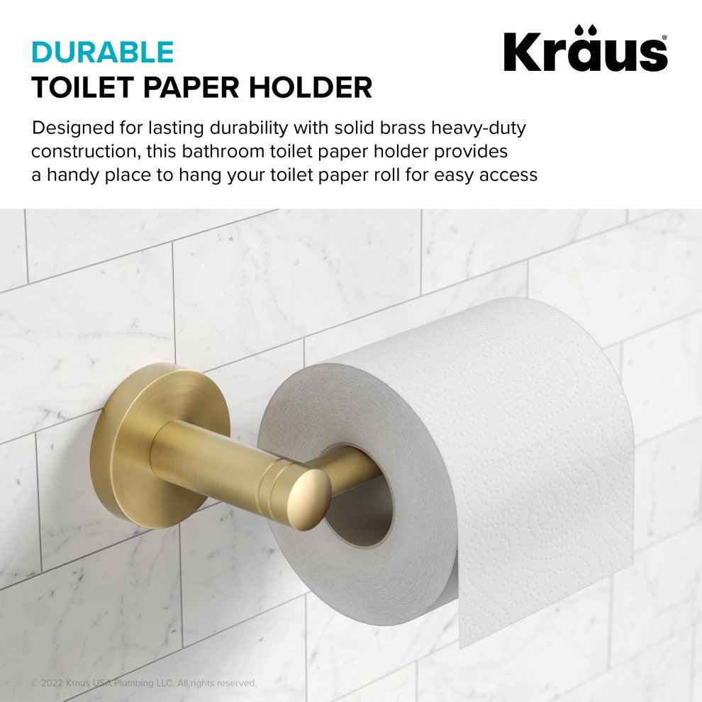 Elie Bathroom Toilet Paper Holder, Brushed Gold