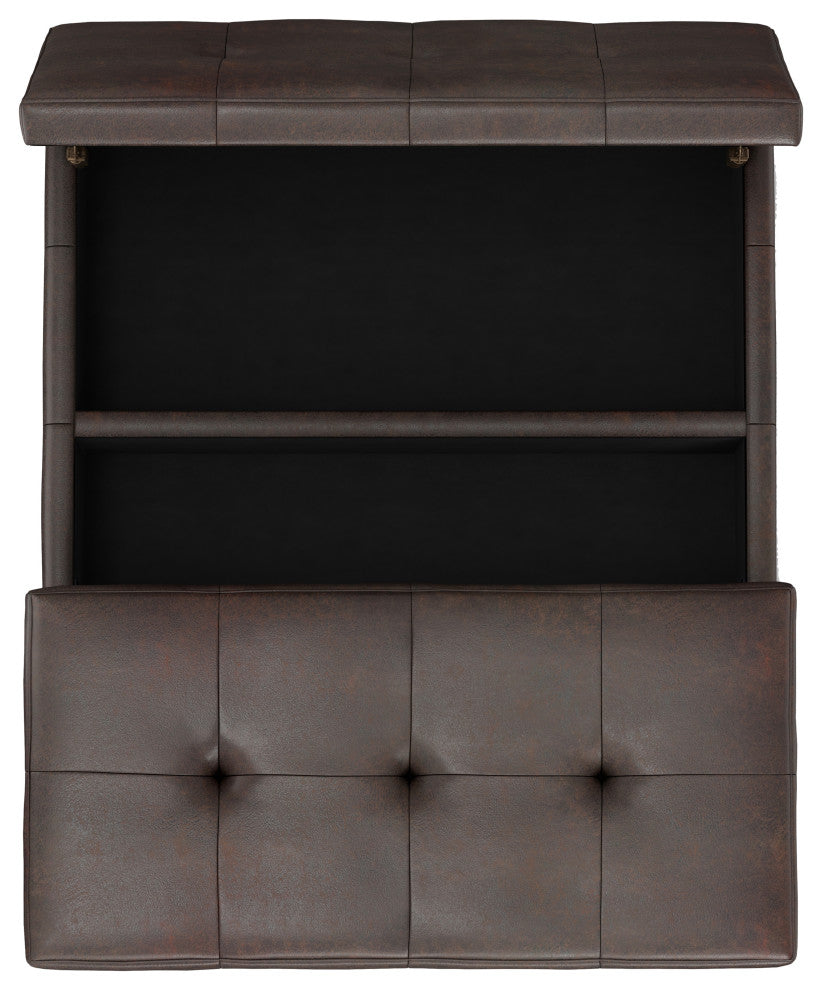 Dover Lift Top Coffee Table Storage Ottoman, Distressed Brown