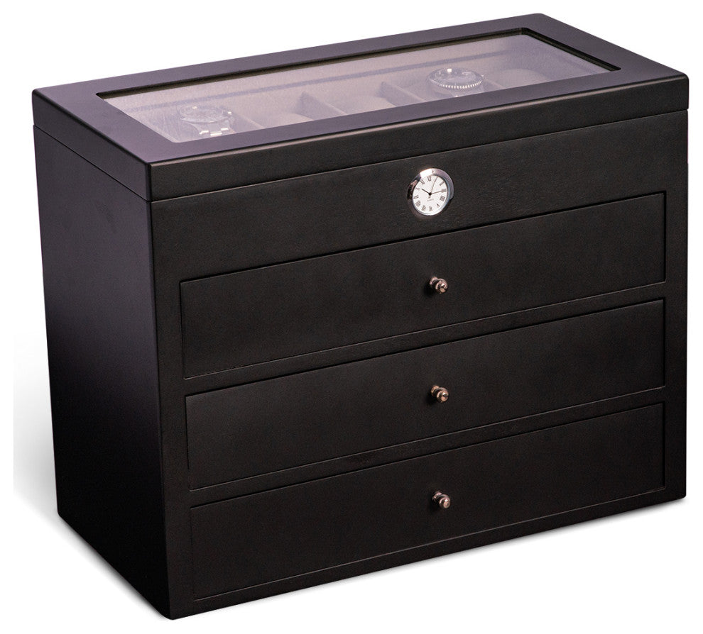 All With Time Watch Box, 48 Watch Slots, Black Wood