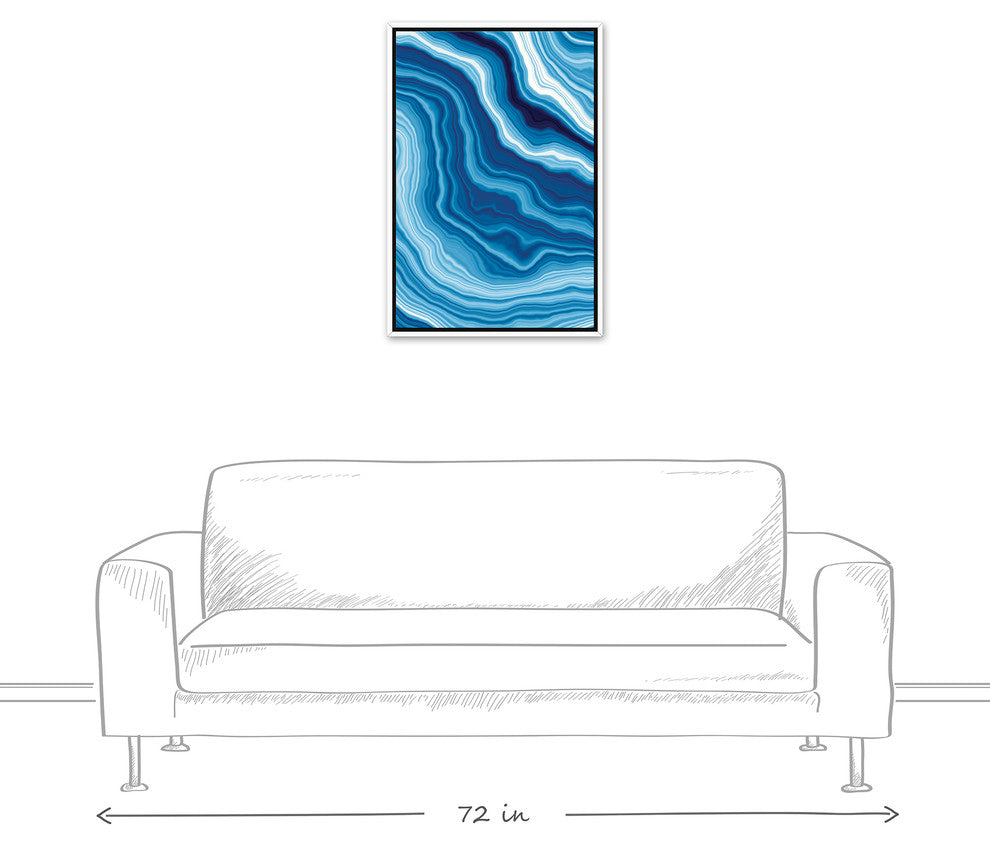 Approach and Echo Geode Abstract 30x40 White Floating Framed Canvas