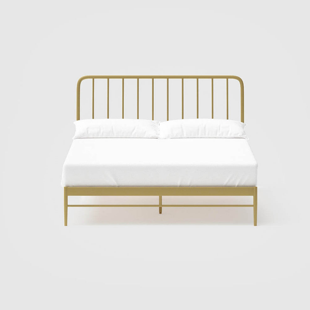 Kairosis Curved Metal Modern Queen Bed Frame by RST Brands, Gold