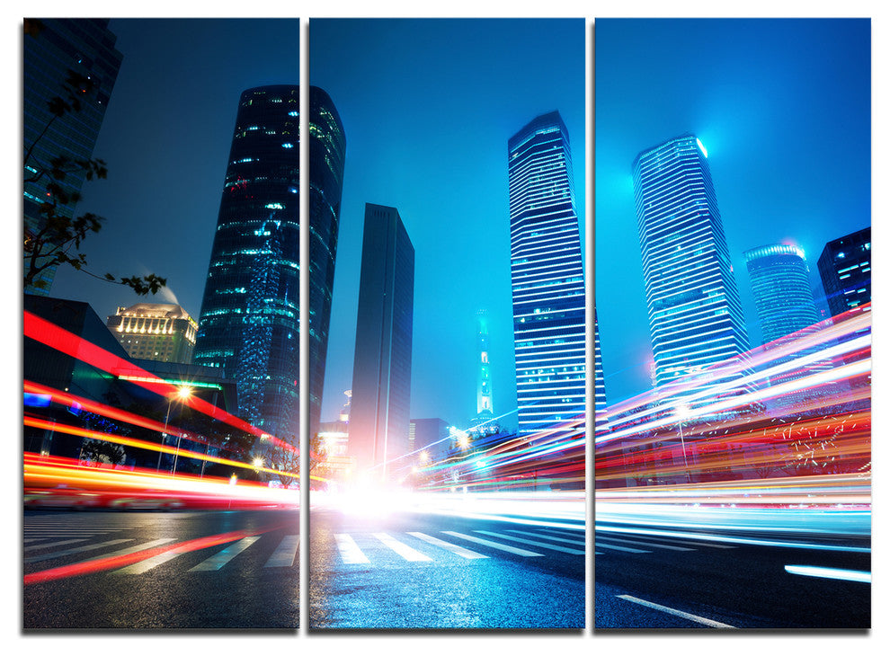 "Shanghai Lujiazui Finance at Night" Canvas Print, 3 Panels, 36"x28"