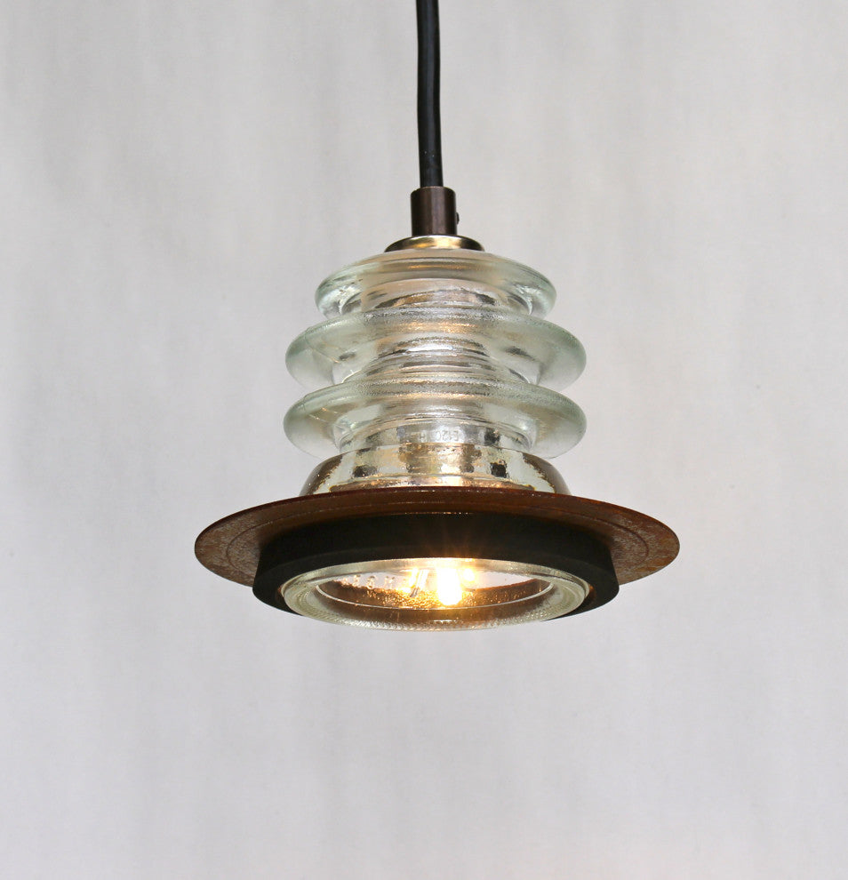 Insulator Light Pendant 5" Rusted Metal Ring