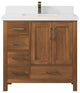 Malibu Teak 36 Center Sink Bath Vanity in Golden Teak 2" White Quartz