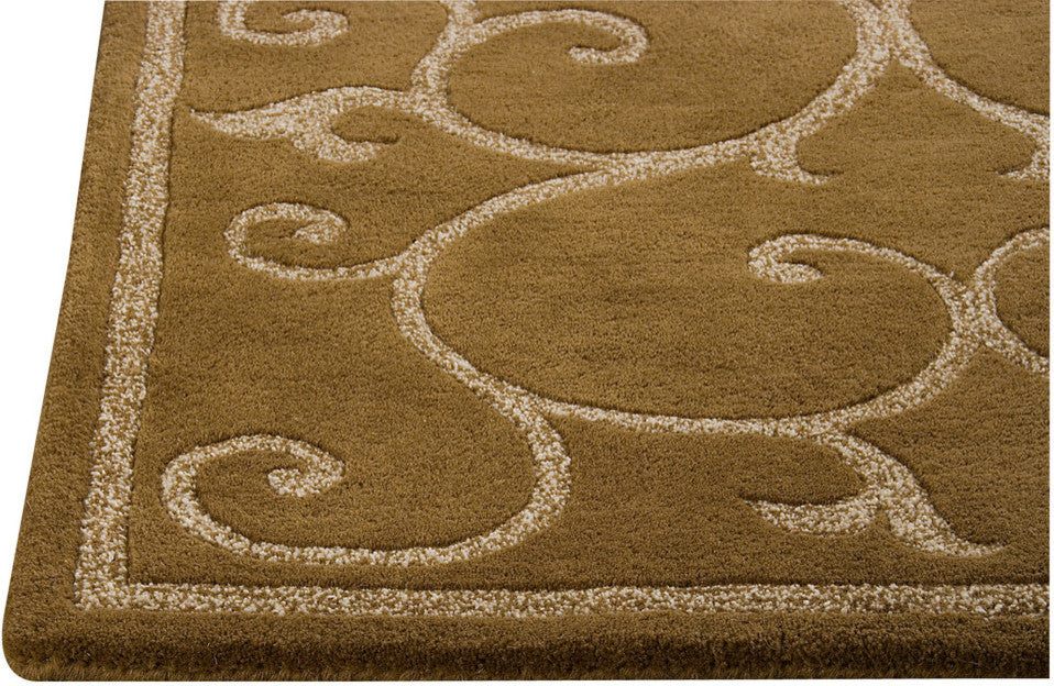 Hand Tufted Olive Green New Zealand Wool Area Rug, 5''6"x7''10"