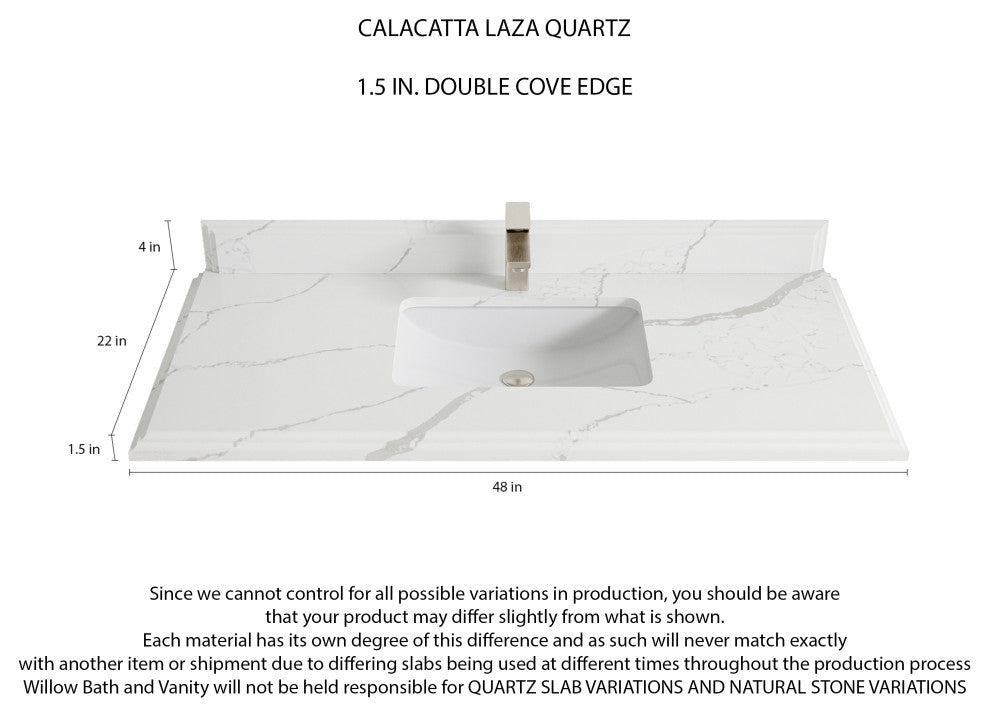 Sonoma 48 Single Sink Bath Vanity in Light Natural Teak with 1.5" Calacatta Laza